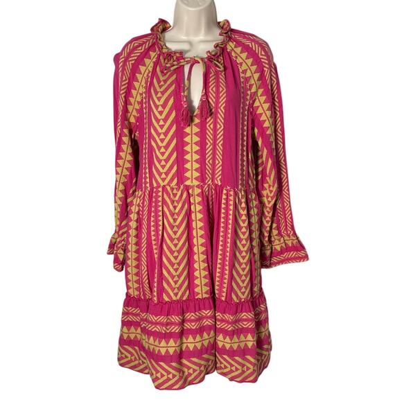 Anthropologie Maeve Dominique Aztec Boho Tunic Dress Pink Size Small - Picture 3 of 14
